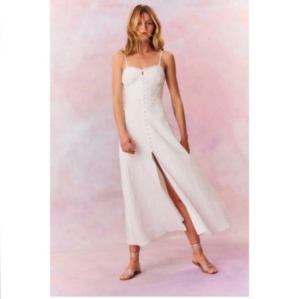 NWT! LoveShackFancy Linella Linen Cotton Smocked Dress — Size 10